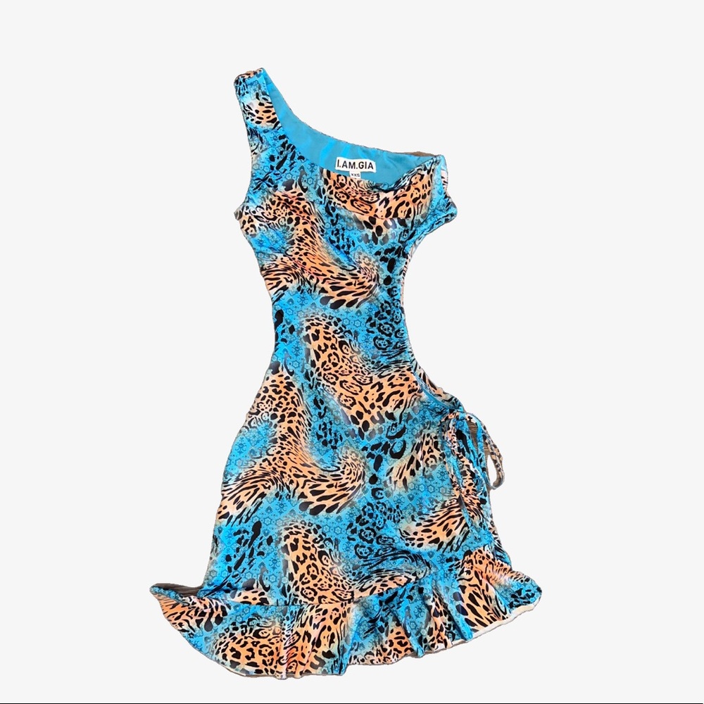 I Am Gia Blue Cheetah Mini Dress